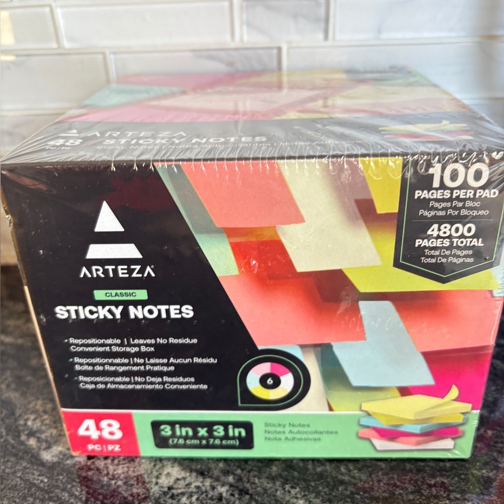 Sticky notes. Bulk lot. 48 3” x 3”. Colors. NWT. Never opened.